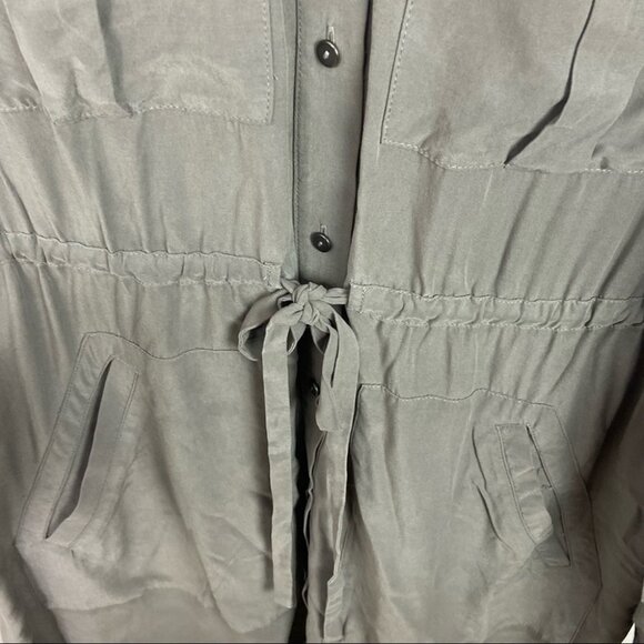 AllSaints Millie Shirt Dress Grey Modal Size Medium Military Style Long Sleeves - Picture 10 of 14